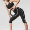 Airlift High-Waist Super Sleek Contrast Capri – svart/hvit