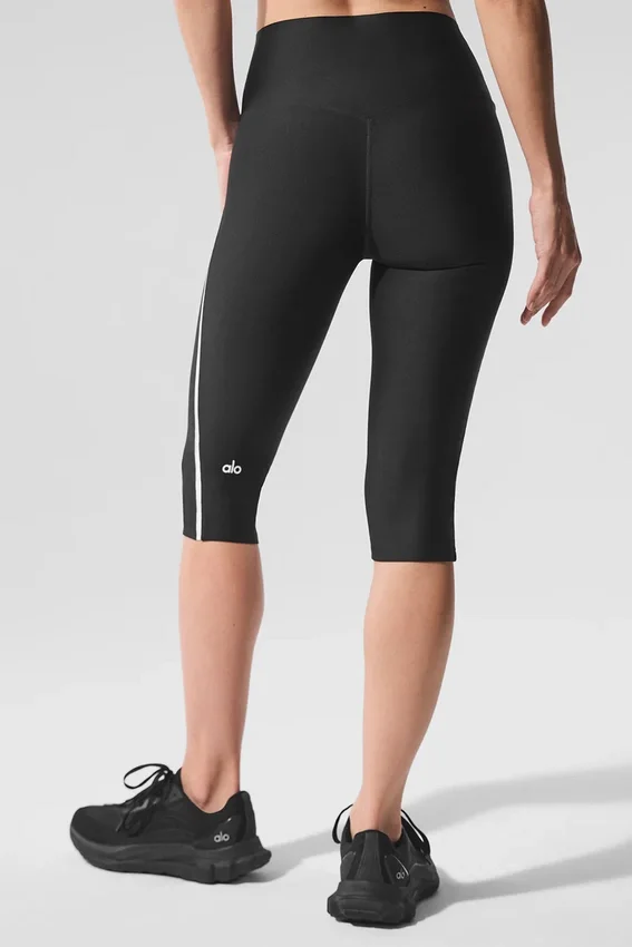 Airlift High-Waist Super Sleek Contrast Capri – svart/hvit