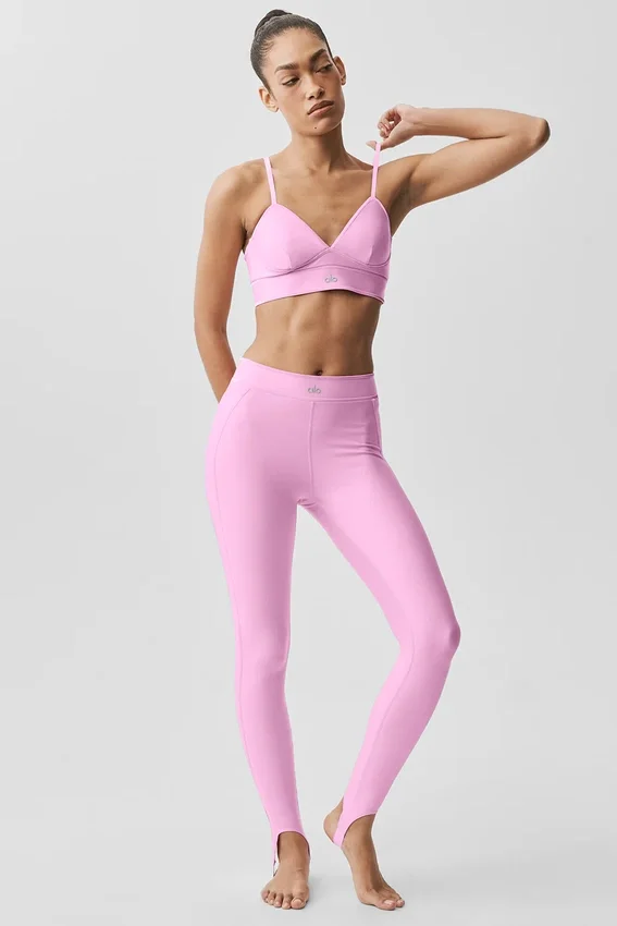 Airlift Love Language-tights med High-Waist og stirrup-ben – Candy Heart Pink