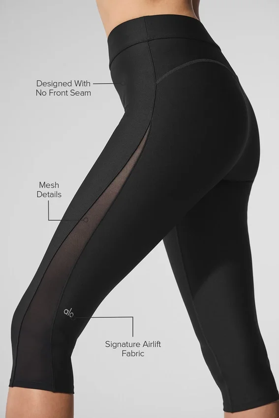 Airlift Mesh High-Waist Just Right Capri – Svart
