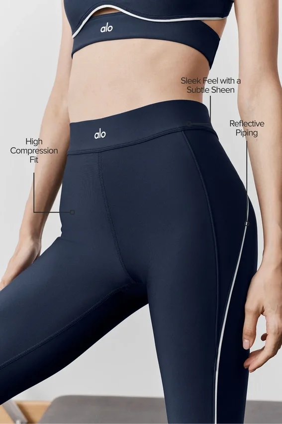 Airlift Speedwork-tights med høy midje og 7/8-lengde – Navy