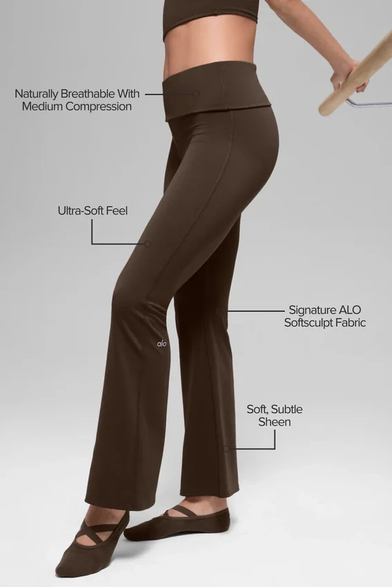 Alo Softsculpt 7/8 foldbare tights med utvidet ben – Espresso