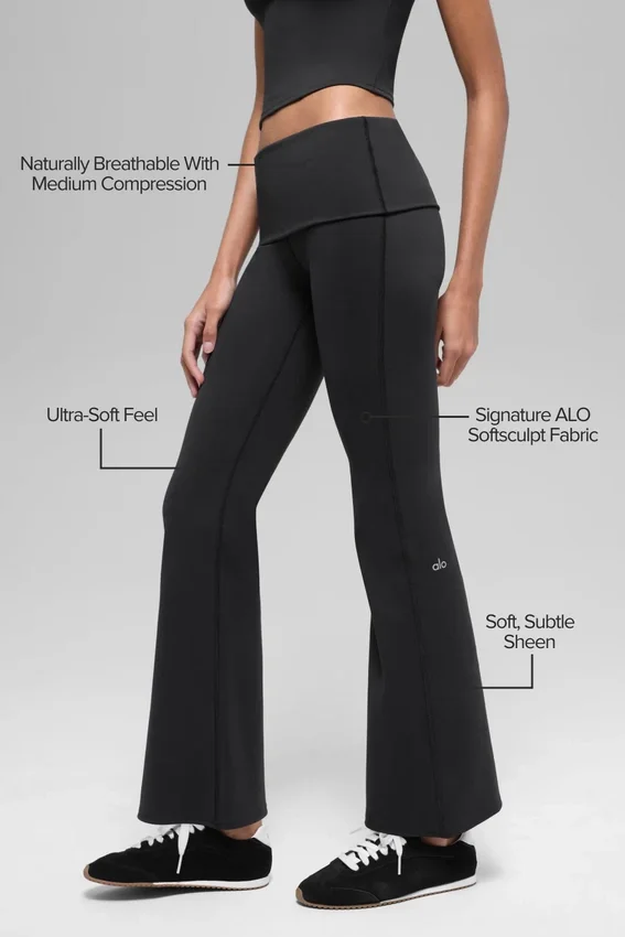 Alo Softsculpt 7/8 tights med brettet ben og utvidet ben – svart