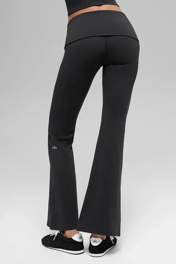 Alo Softsculpt 7/8 tights med brettet ben og utvidet ben – svart