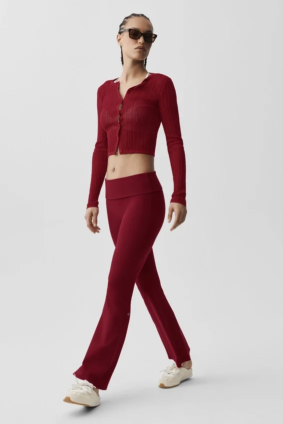 Alo Softsculpt 7/8 tights med brettet kant og utvidet ben – Summer Romance Red