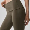 Alo Softsculpt 7/8 tights with a folded edge and widened leg – Olive Tree