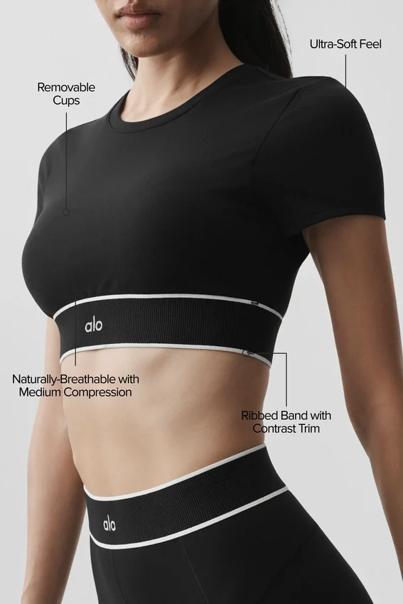 Alo Softsculpt Amp It up BH med kortem – svart