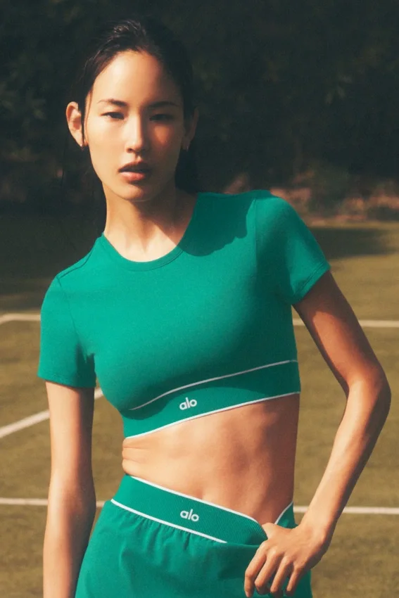Alo Softsculpt Amp It up kortærmet BH – Emerald Isle