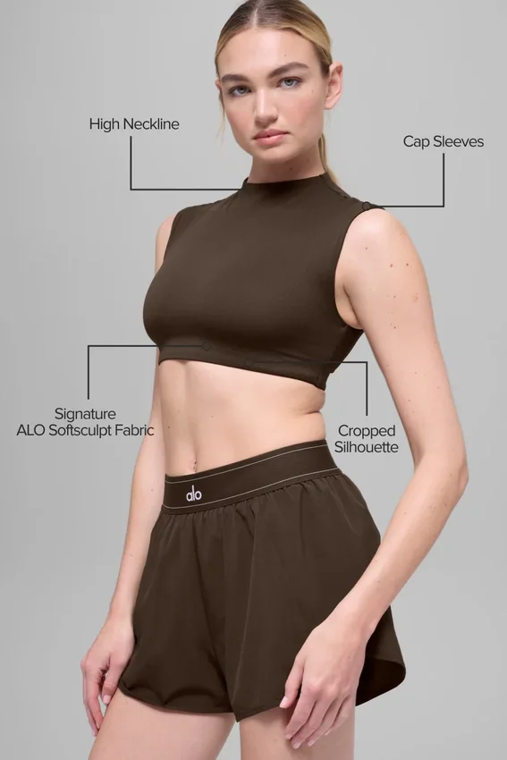 Alo Softsculpt Capped out kortærmet – Espresso