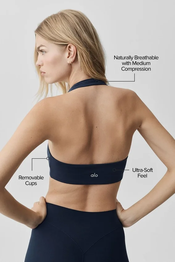 Alo Softsculpt Feel the Heat halterneck-BH – Navy