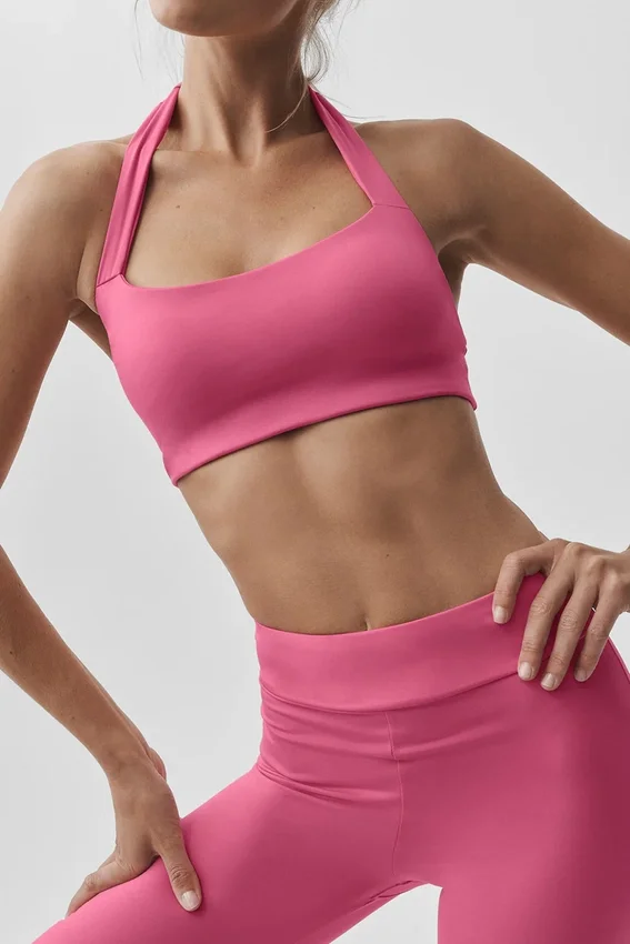 Alo Softsculpt Feel the Heat halterneck-BH – Paradise Pink