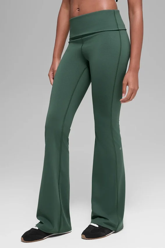 Alo Softsculpt Foldover Flare Tights – Clover Green