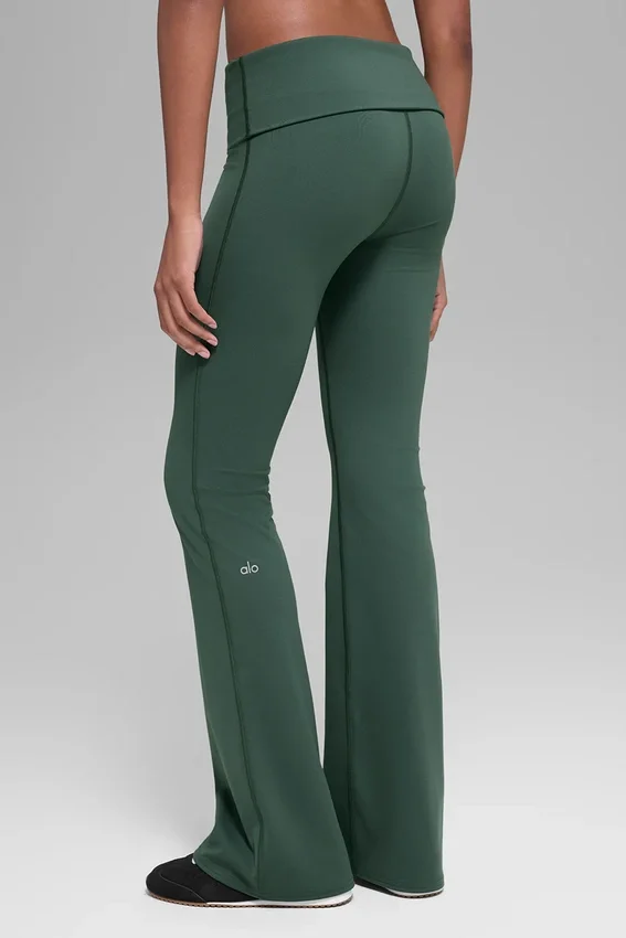 Alo Softsculpt Foldover Flare Tights – Clover Green