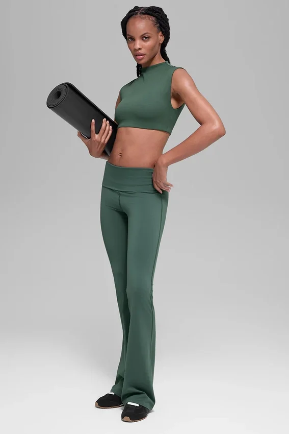 Alo Softsculpt Foldover Flare Tights – Clover Green