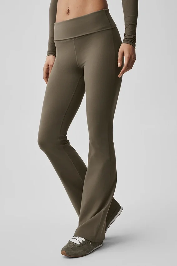 Alo Softsculpt Foldover Flare Tights – Olive Tree