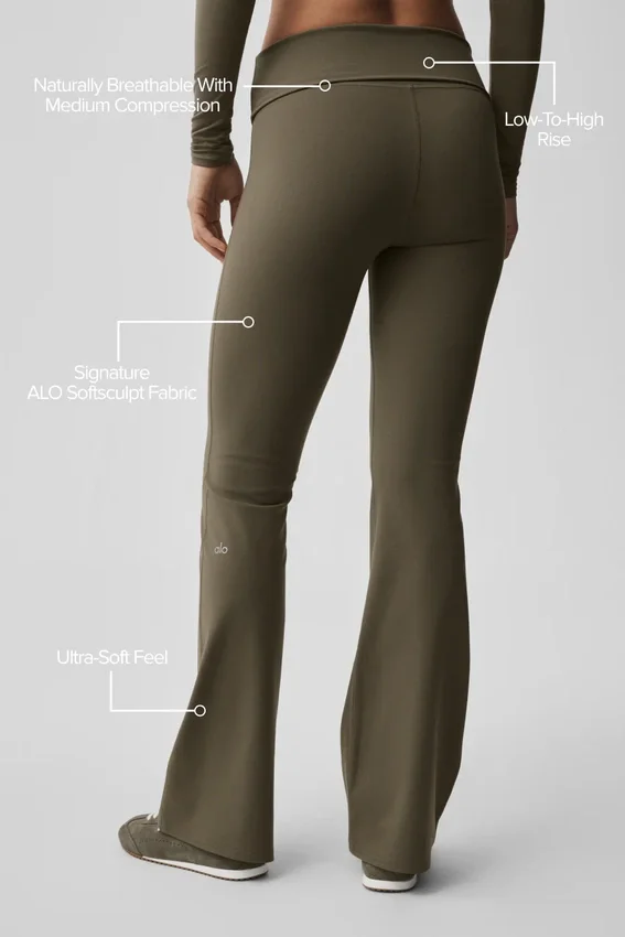 Alo Softsculpt Foldover Flare Tights – Olive Tree
