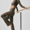 Alo Softsculpt Foldover Flare Tights – Olive Tree