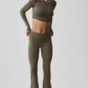 Alo Softsculpt Foldover Flare Tights – Olive Tree
