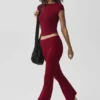 Alo Softsculpt Foldover Flare Tights – Summer Romance Red