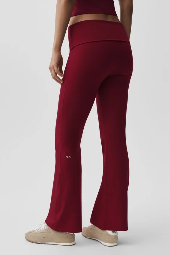 Alo Softsculpt Foldover Flare Tights – Summer Romance Red