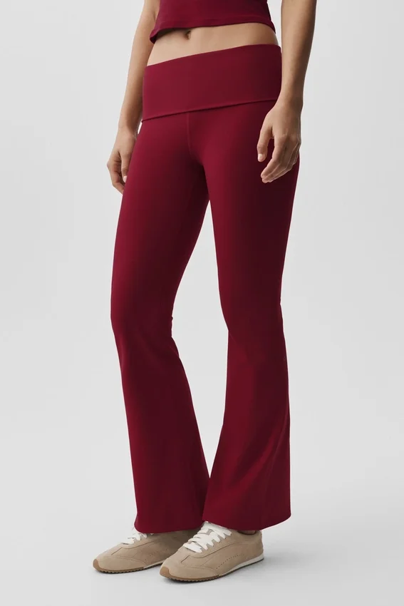 Alo Softsculpt Foldover Flare Tights – Summer Romance Red