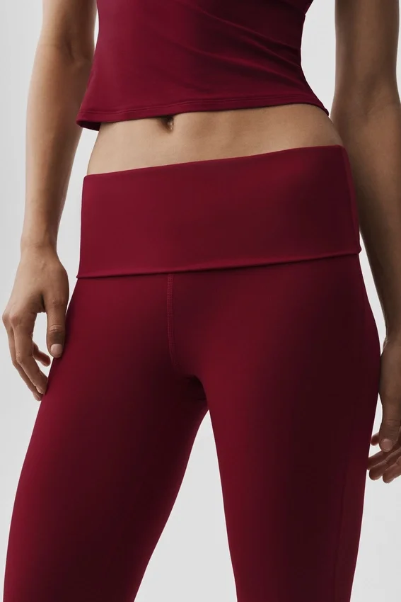 Alo Softsculpt Foldover Flare Tights – Summer Romance Red