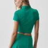 Alo Softsculpt kortærmet trøye med glidelås – Emerald Isle