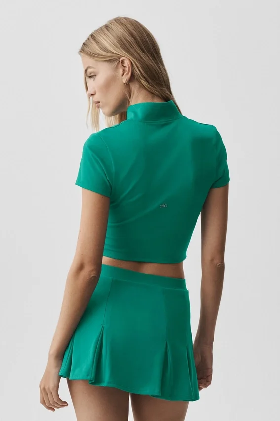 Alo Softsculpt kortærmet trøye med glidelås – Emerald Isle