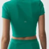 Alo Softsculpt kortærmet trøye med glidelås – Emerald Isle