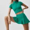 Alo Softsculpt kortærmet trøye med glidelås – Emerald Isle