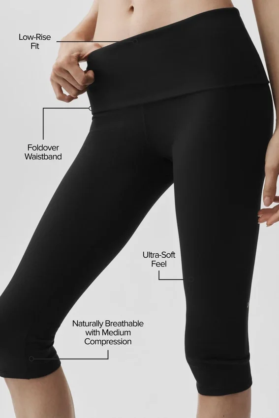 Alo Softsculpt Low-Rise Foldover Capri – Svart