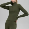 Alo Softsculpt Precision 1/4 glidelås, langermet – olivengrønn