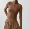 Alo Softsculpt Precision 1/4 glidelås, langermet – solkysset brun