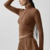 Alo Softsculpt Precision 1/4 glidelås, langermet – solkysset brun