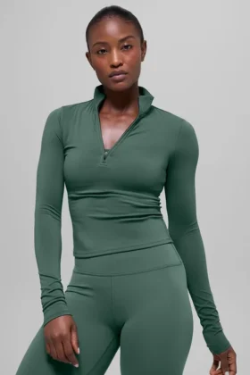 Alo Softsculpt Precision 1/4 Zip langermet – kløvergrønn