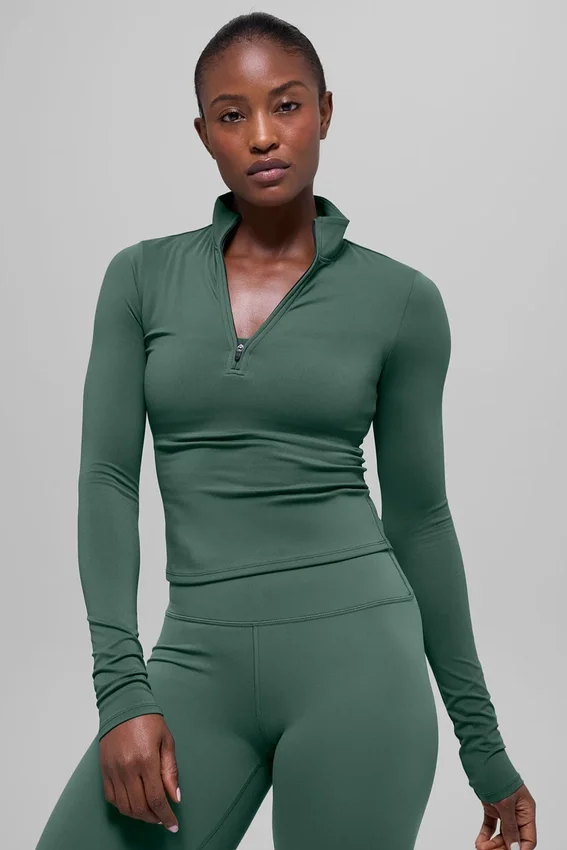 Alo Softsculpt Precision 1/4 Zip langermet – kløvergrønn