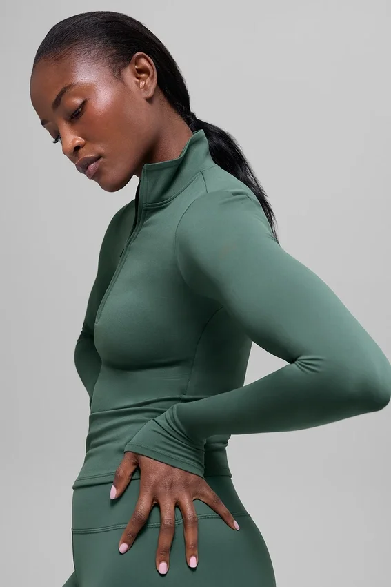 Alo Softsculpt Precision 1/4 Zip langermet – kløvergrønn