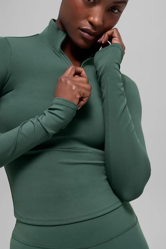 Alo Softsculpt Precision 1/4 Zip langermet – kløvergrønn
