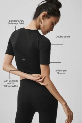 Alo Softsculpt Precision halvermet T-skjorte – svart