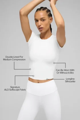 Alo Softsculpt Precision kortærmet topp – hvit