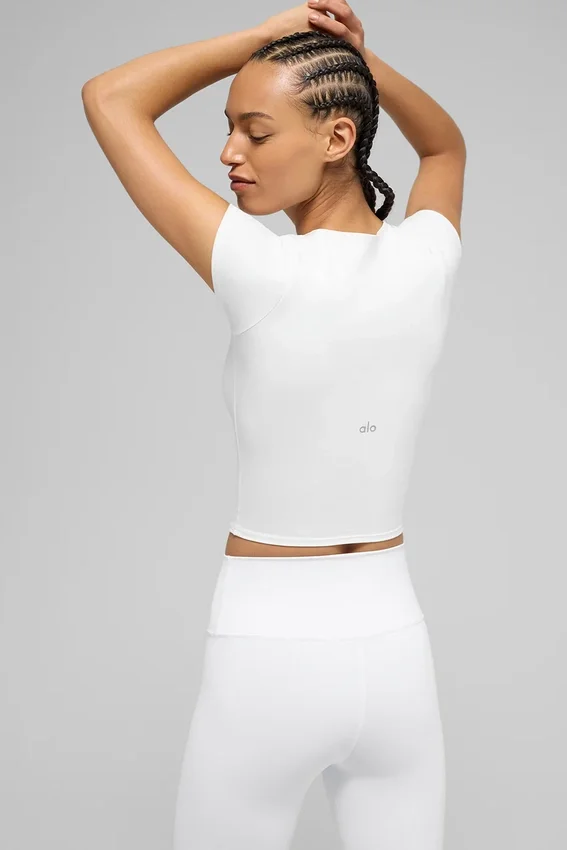 Alo Softsculpt Precision kortærmet topp – hvit