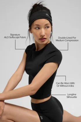 Alo Softsculpt Precision kortærmet topp – svart