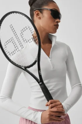 Alo Softsculpt Precision langermet med 1/4 glidelås – hvit
