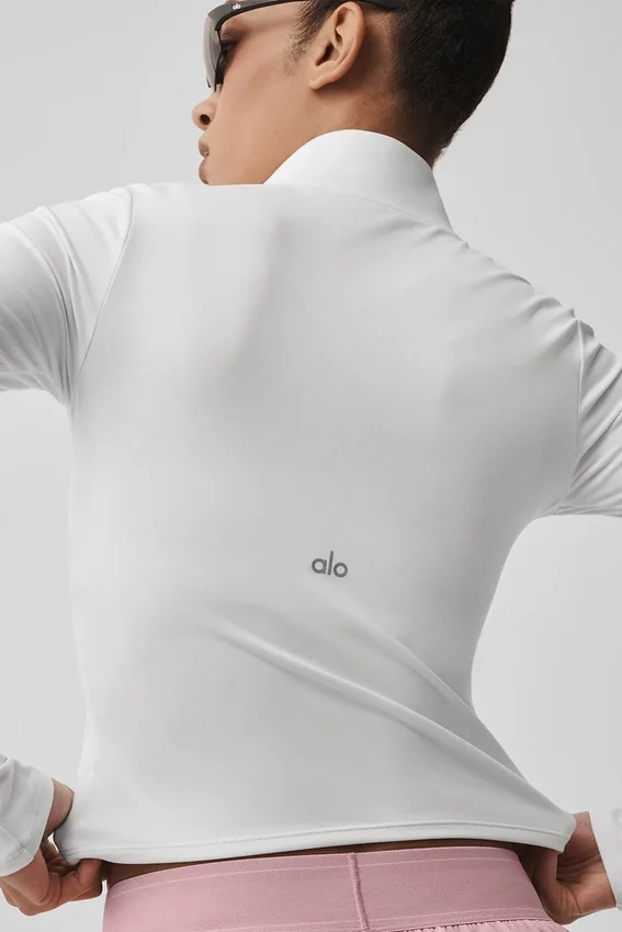 Alo Softsculpt Precision langermet med 1/4 glidelås – hvit