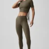 Alo Softsculpt Precision T-skjorte med halve ermer – Olive Tree