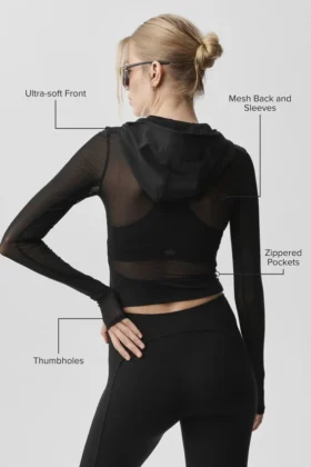 Alo Softsculpt Superset-jakke med full glidelås – svart