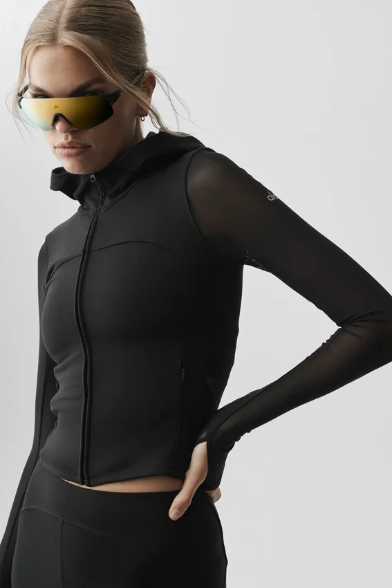 Alo Softsculpt Superset-jakke med full glidelås – svart