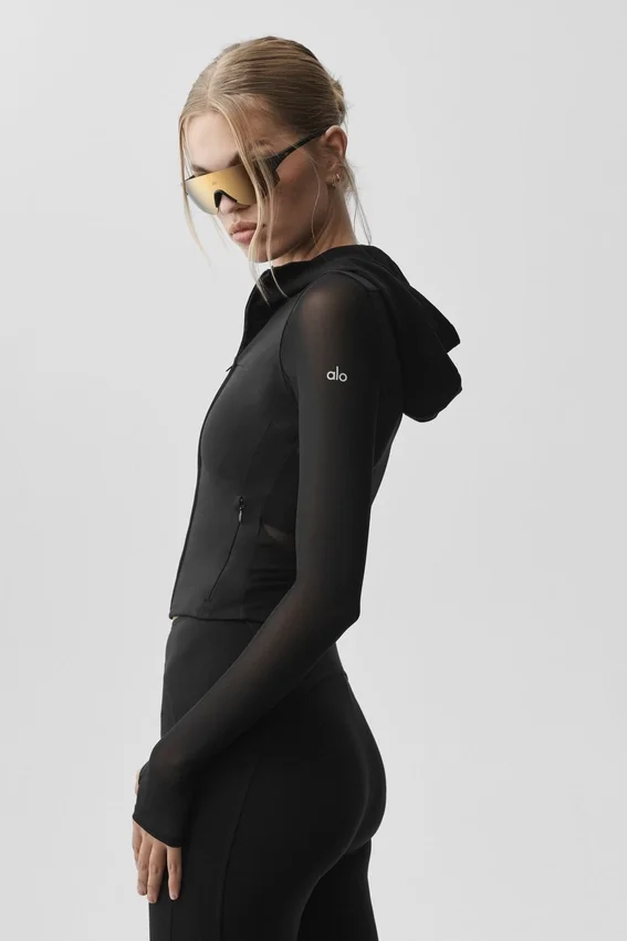 Alo Softsculpt Superset-jakke med full glidelås – svart