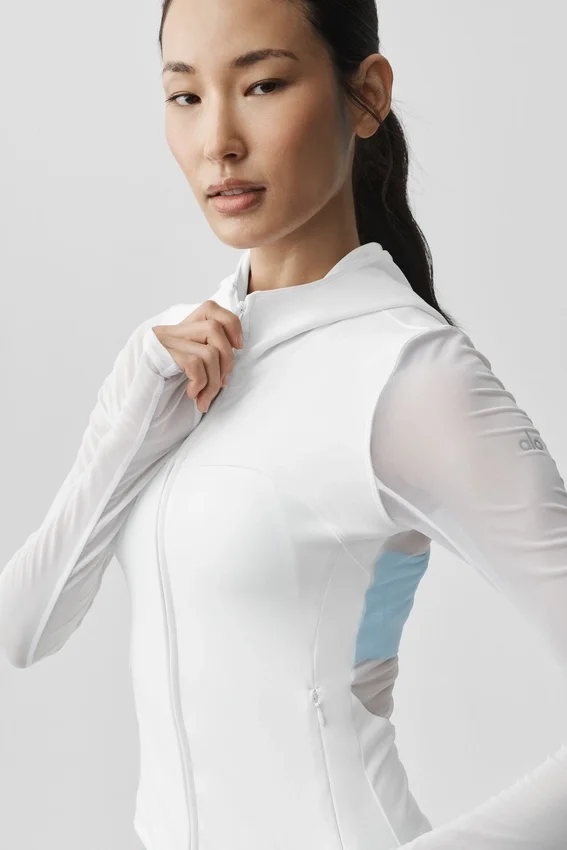 Alo Softsculpt Superset-jakke med gjennomgående glidelås – hvit
