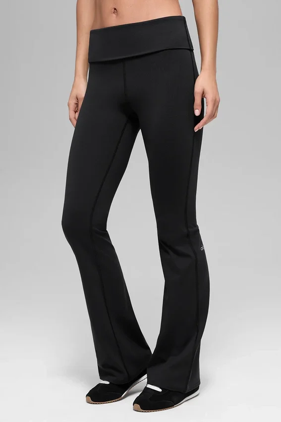 Alo Softsculpt tights med brettet linning og utvidet ben – svart